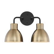 Satco Nuvo 60-6792 Sloan 2-Light Matte Black Vanity Wall Light with Burnished Brass