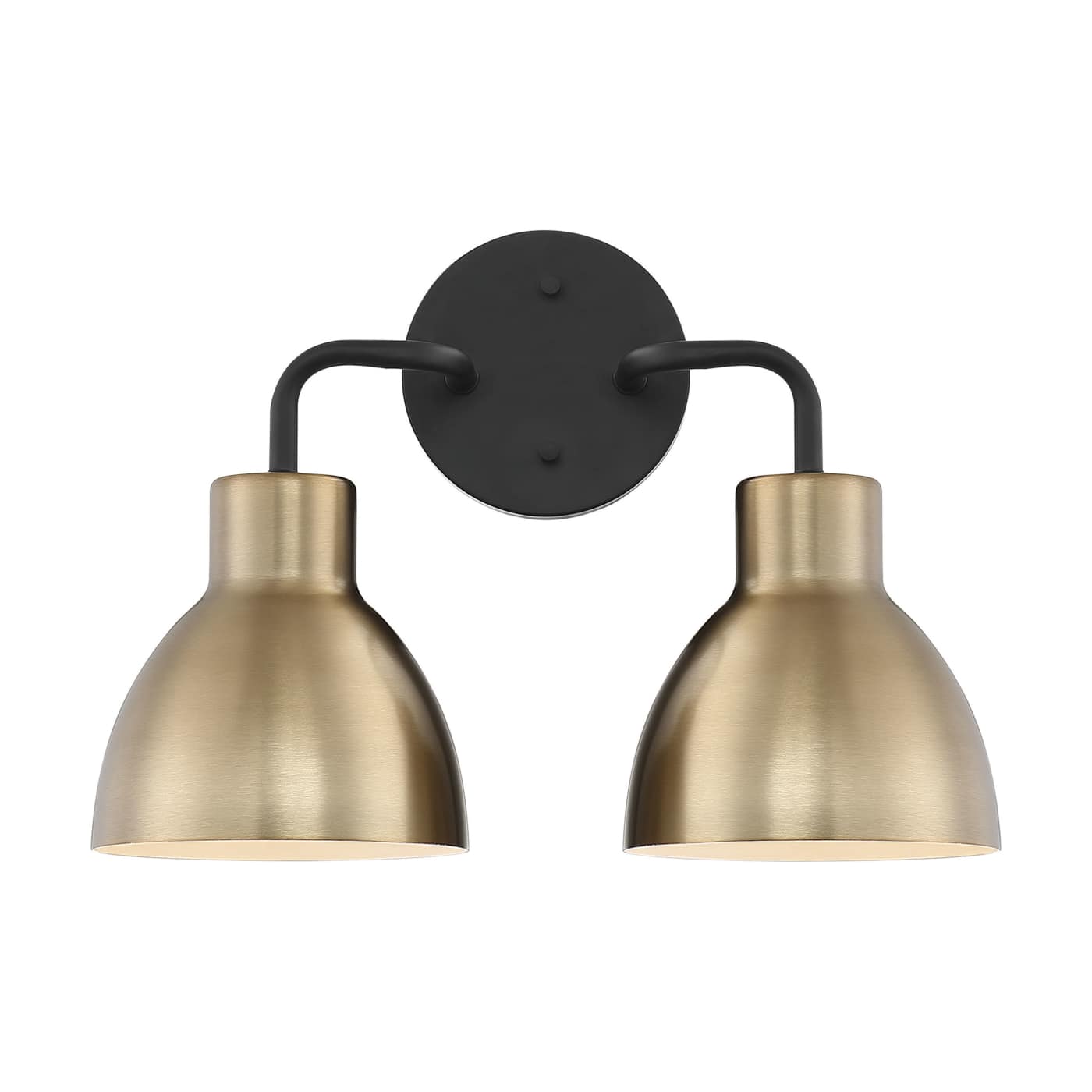 Satco Nuvo 60-6792 Sloan 2-Light Matte Black Vanity Wall Light with Burnished Brass