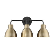Satco Nuvo 60-6793 Sloan 3-Light Matte Black Vanity Wall Light with Burnished Brass