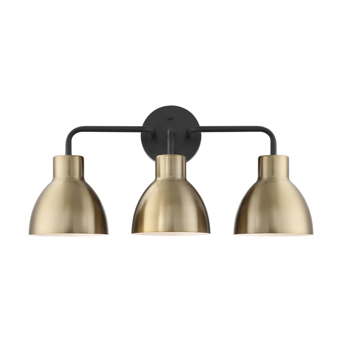 Satco Nuvo 60-6793 Sloan 3-Light Matte Black Vanity Wall Light with Burnished Brass
