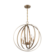 Satco Nuvo 60-7058 Pendleton 6-Light Candelabra Pendant Fixture in Burnished Brass