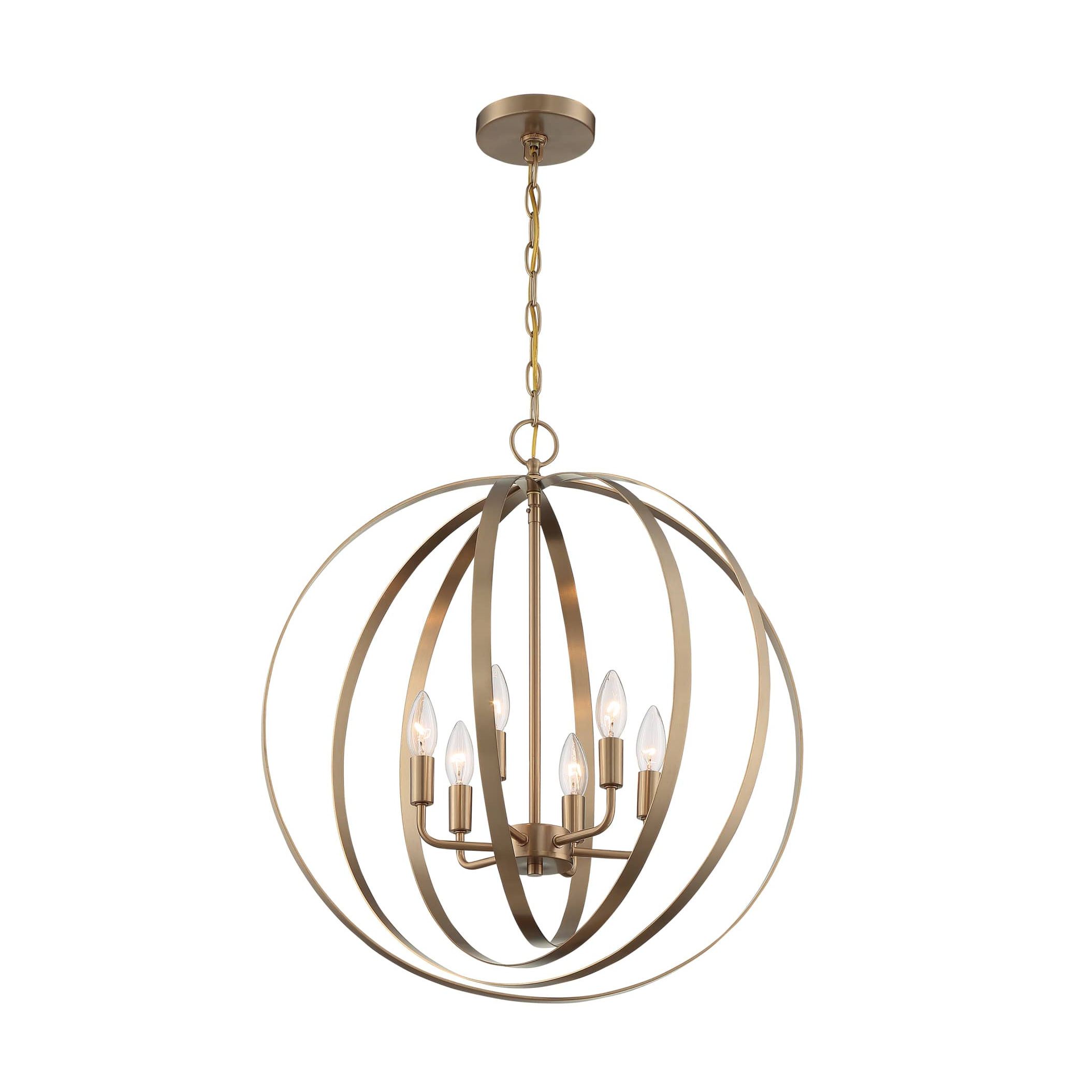 Satco Nuvo 60-7058 Pendleton 6-Light Candelabra Pendant Fixture in Burnished Brass
