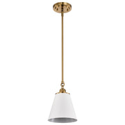 Satco Nuvo 60-7409 Dover 1-Light Small Pendant White & Brass