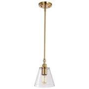 Satco Nuvo 60-7410 Dover 7-Inch Vintage Brass 1-Light Pendant with Clear Glass