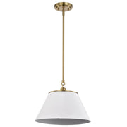 Satco Nuvo 60-7412 Dover 13.75-Inch Vintage Brass 1-Light Medium Pendant in White