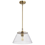 Satco Nuvo 60-7413 Dover 13.75-Inch Vintage Brass 1-Light Medium Pendant with Clear Glass
