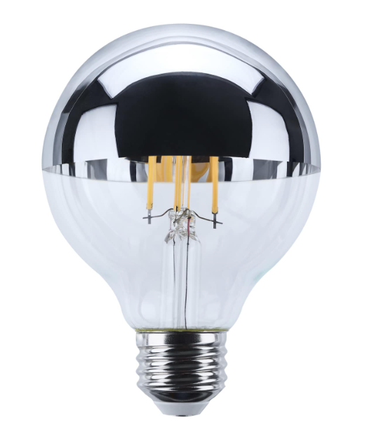 Satco Lighting S12541 5.5 Watt G25 LED Filament Light Bulb Silver Crown Finish E26 Medium Base Dimmable 2700K