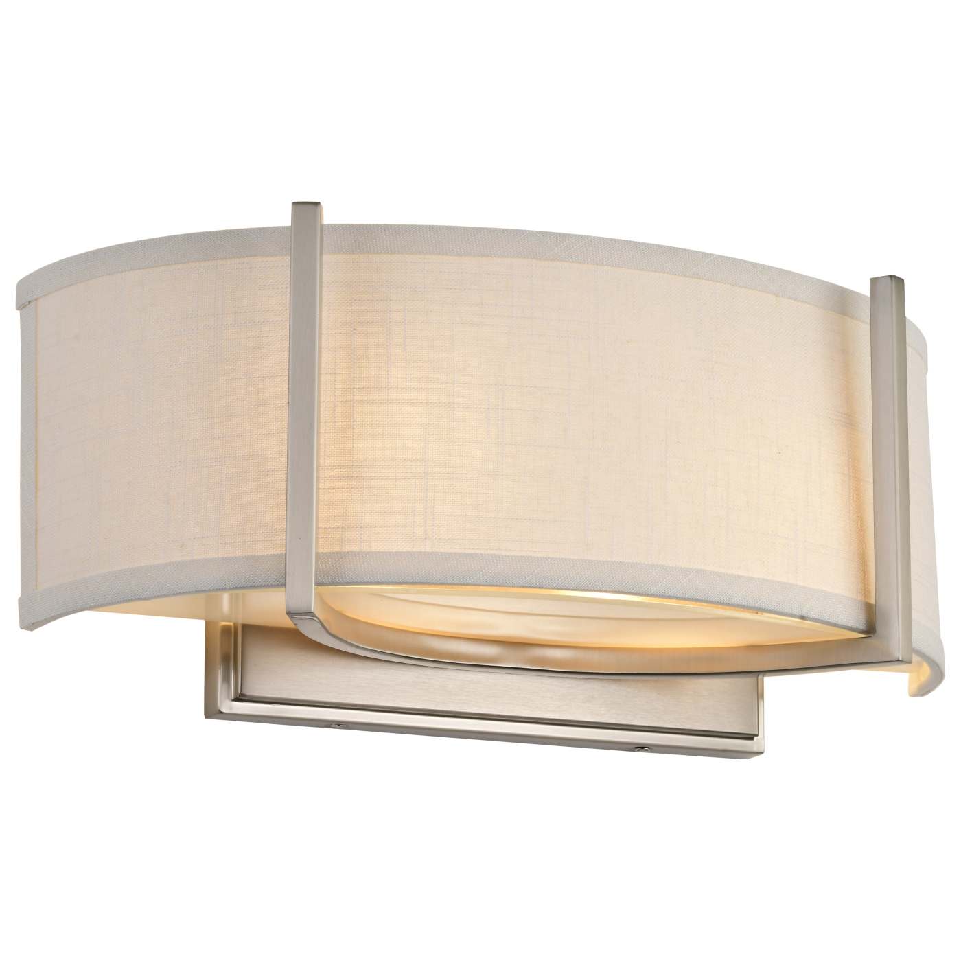 Satco Gemini 60-4754 2-Light Wall Sconce Brushed Nickel with Fabric Shade