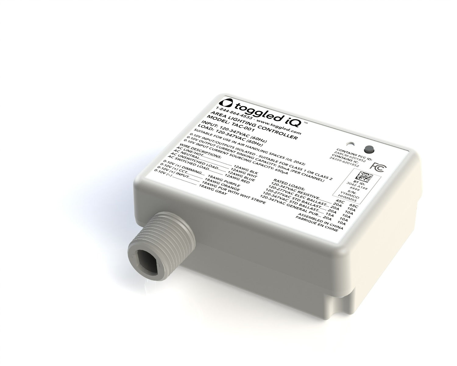 Toggled iQ TAC-001 DLC Listed Area Lighting Controller Compatible with Toggled iQ Smart Building System