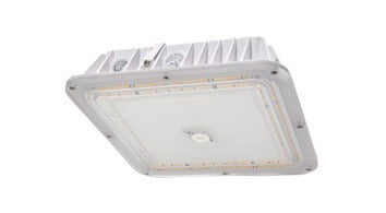 ASD Lighting DLC Premium Listed 50/70/80 Watt LED Edge-Lit Canopy Dimmable Fixture Selectable Wattage and Color with Q-base