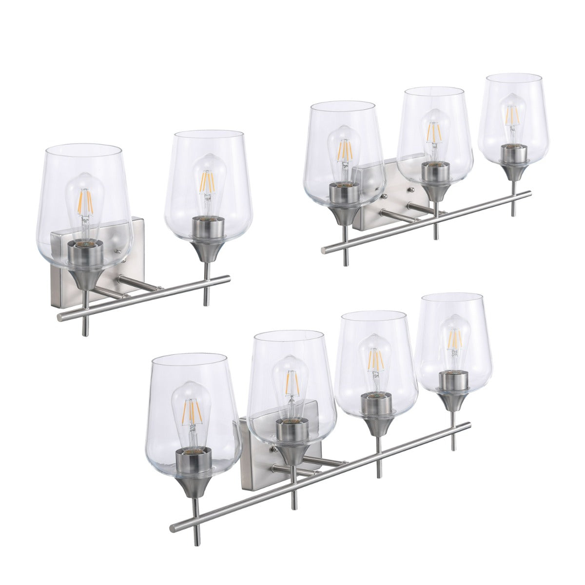 ASD Lighting ASD-VF27 Series Clear Glass LED Vanity Light Fixture with E26 Medium Base 60W Max per Socket