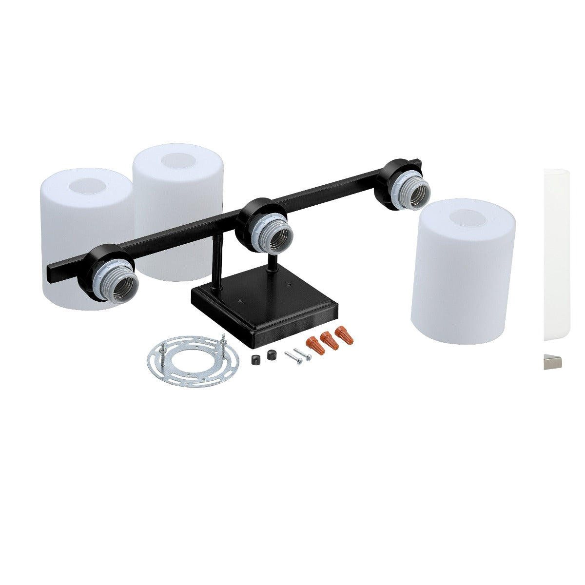 ASD Lighting ASD-VF44-3I-2660 Series 3-Light Opal Glass LED Vanity Light Fixture with E26 60W Max per Socket - Black