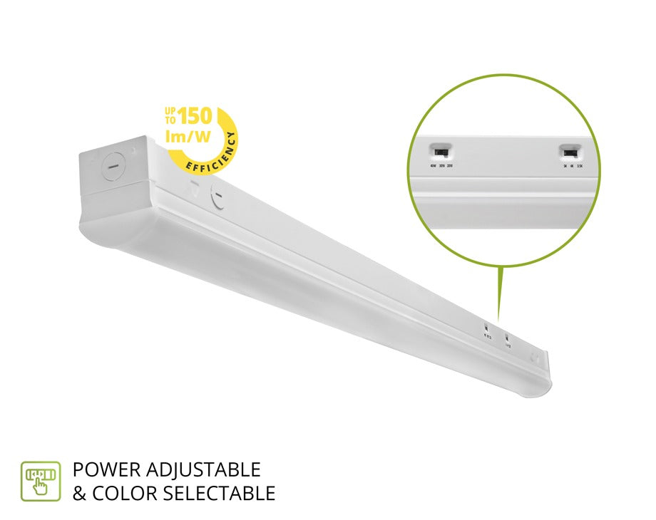 ASD Lighting ASD-LSF8-8A80WH-QB 8-Foot LED Linkable Strip Light with Q-Base – Dimmable, Selectable Wattage & Color Temp