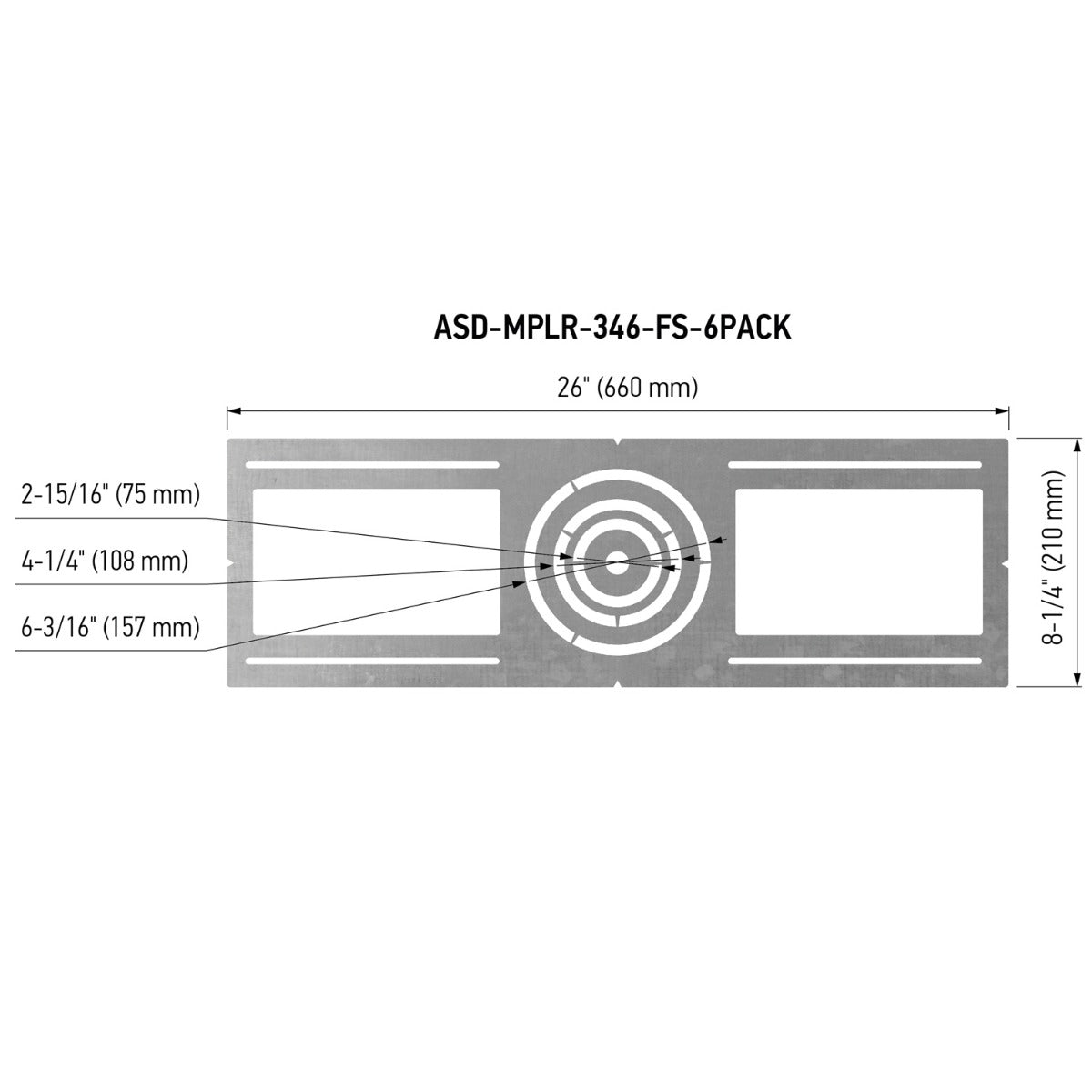 ASD Lighting New Construction Flat Mounting Plate with a Symmetric Round Holes 3-4-6 Inches 6-Pack