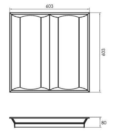 Dimensions ATG Electronics RTUS24-S-30W-4K-PE Bright DF Series LED Recessed Troffer 2x2 Ft 30 Watt 4000 or 5000 Kelvin 3700 Lumen 100-277VAC RTUS22
