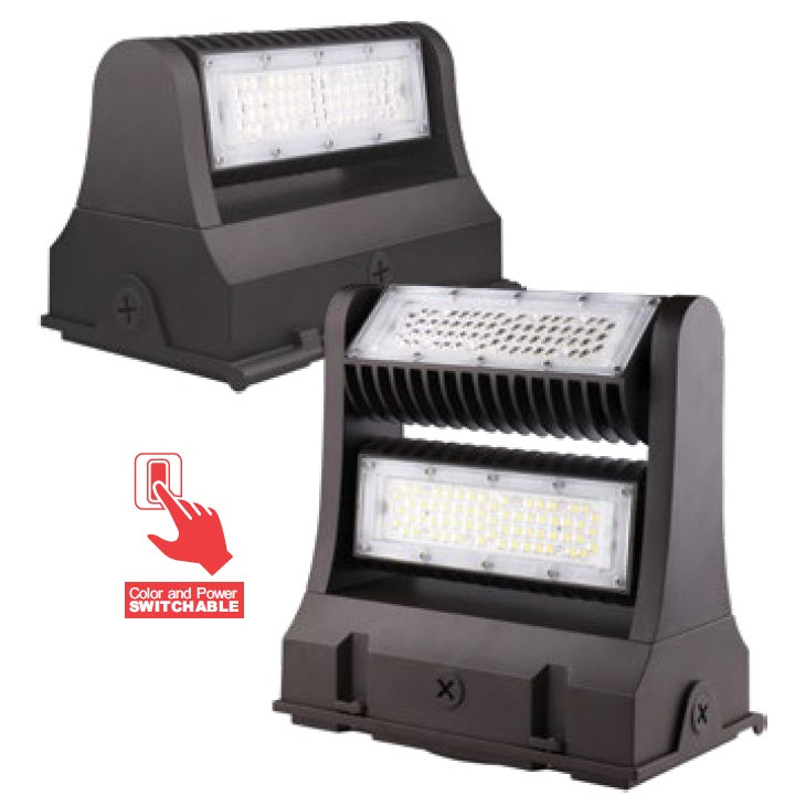 Barron Lighting BAWX Series Color and Power Switchable LED Wallpack Fixture with Adjustable Light Bars