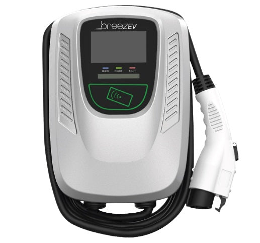 BreezEV EVC-L2-48A-L1-1-4G-D 11.2 kW 48A Max Output Smart Level 2 EV Networked Vehicle Charger All-in-One Kit - 1