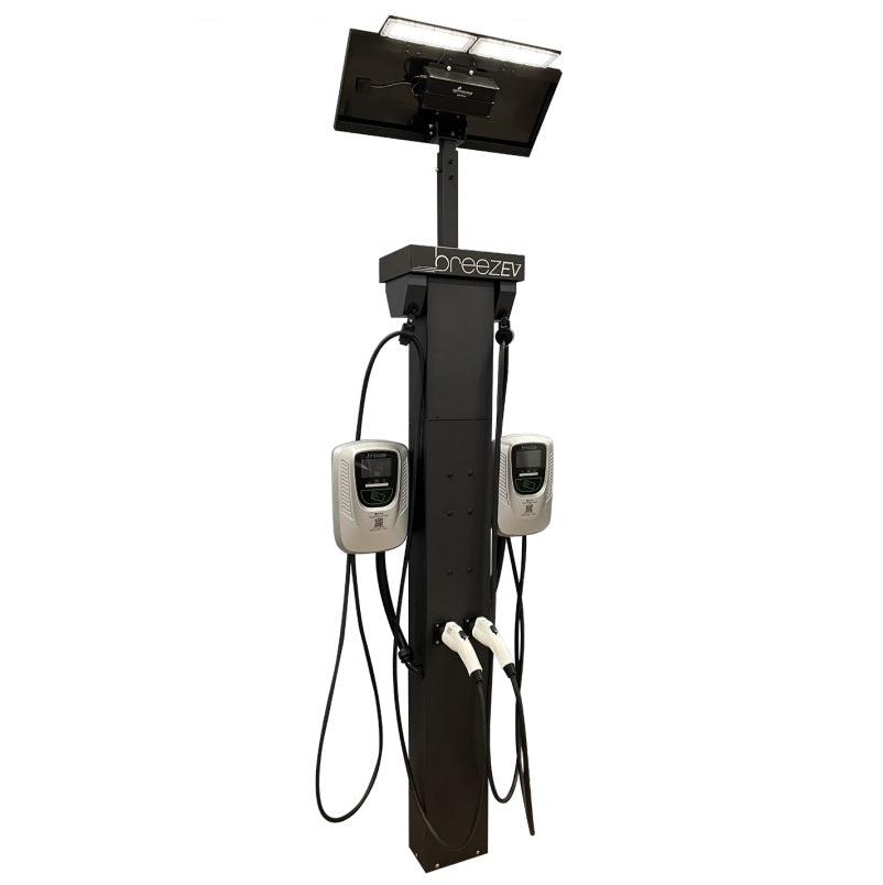 BreezEV EVC-SFL-20W-40K-BK-G2 EV Ready Solar LED Flood Light Fixture 4000K Replaces 150W HID - 1