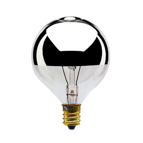 Bulbrite 712312 25-Watt Incandescent G16.5 Half Mirror E12 Decorative Lamp 2700K Dimmable 25-Pack