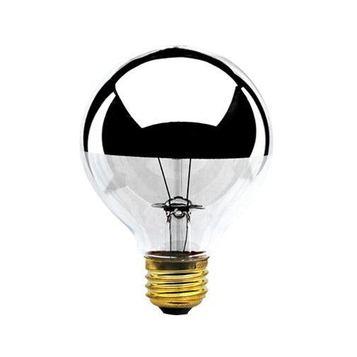 Bulbrite 712331 100-Watt Incandescent G25 Half Mirror E26 Decorative Lamp 2700K Dimmable 6-Pack