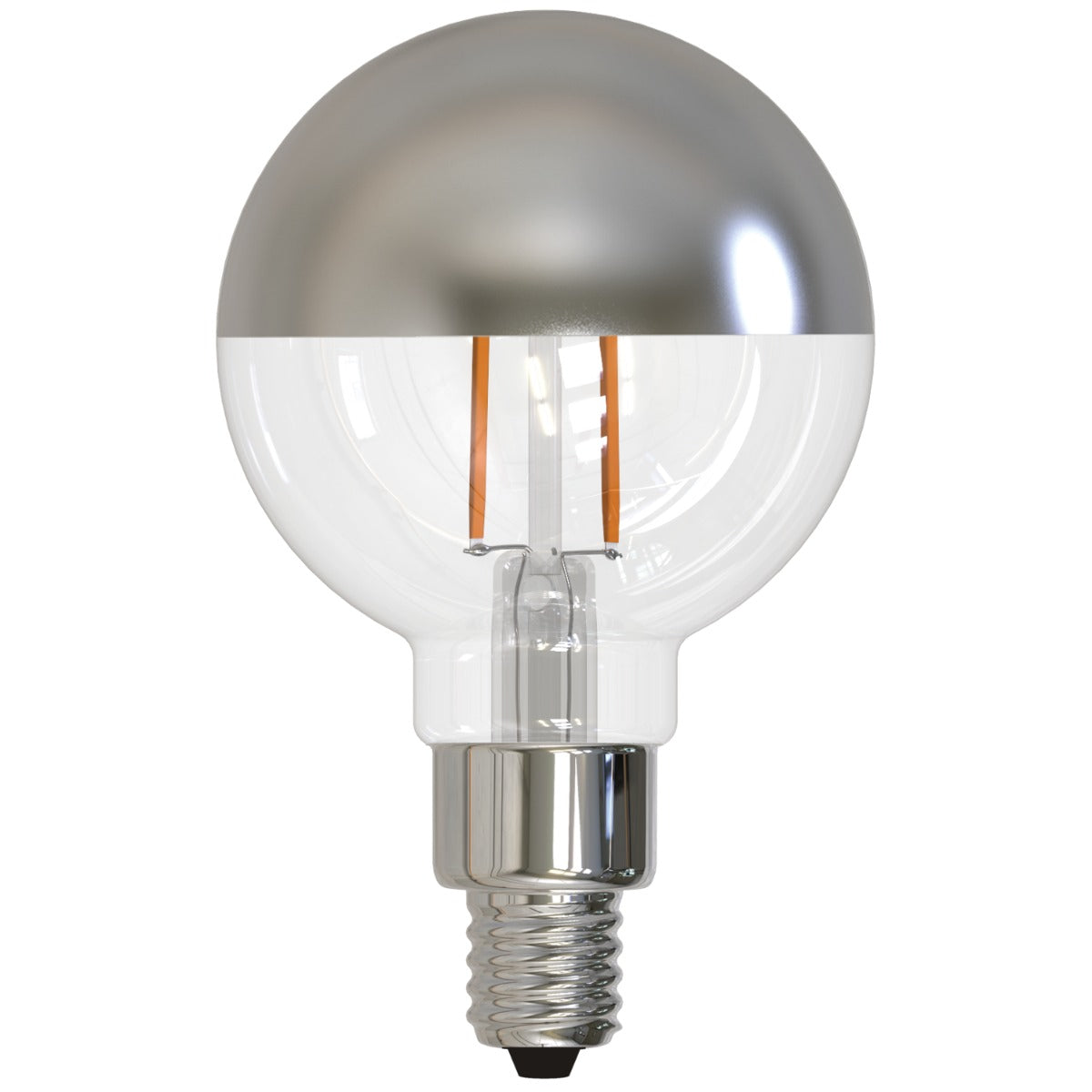 Bulbrite 776771 LED2G16/27K/FIL/HM/3-4PK 2.5-Watt G16 LED Filament E12 Decorative Lamp 2700K with Fully Compatible Dimming - Half Mirror Finish