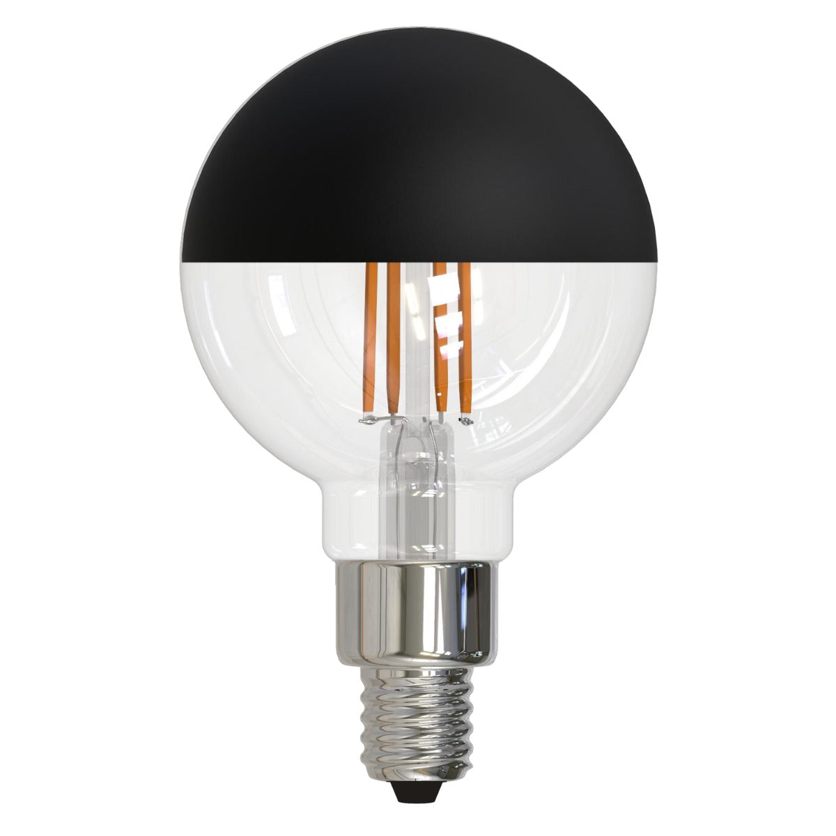 Bulbrite 776834 LED2G16/27K/FIL/HB/3-4PK 2.5-Watt G16 LED Filament E12 Decorative Lamp 2700K with Fully Compatible Dimming - Half Black Finish