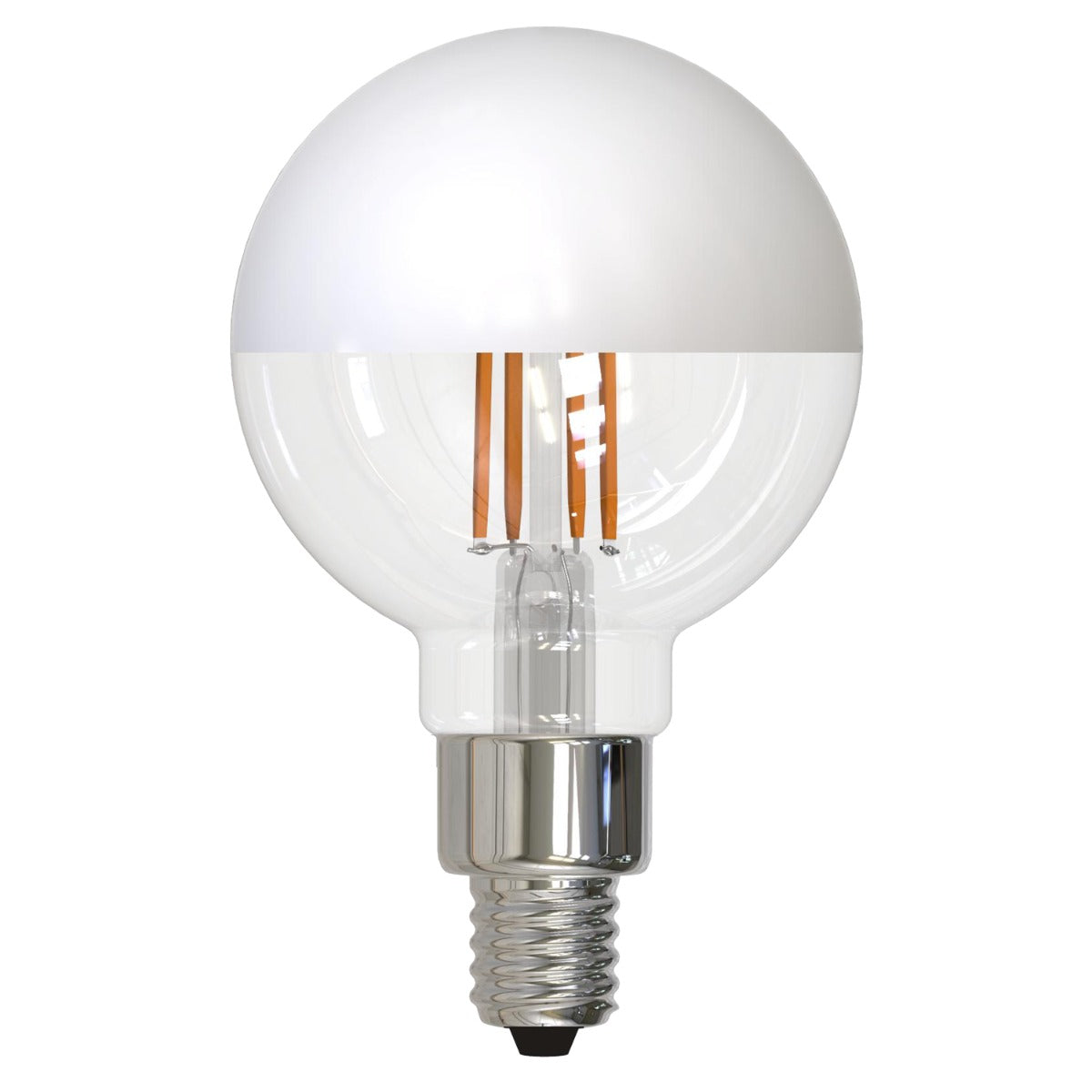 Bulbrite 776838 LED2G16/27K/FIL/HW/3-4PK 2.5-Watt G16 LED Filament E12 Decorative Lamp 2700K with Fully Compatible Dimming - Half White Finish