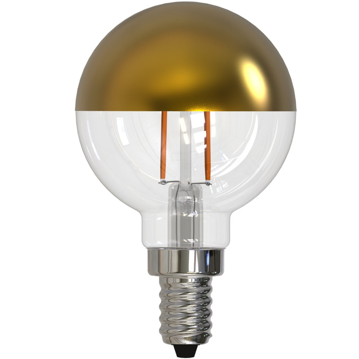 Bulbrite 776921 LED2G16/27K/FIL/HG/3-4PK 2.5-Watt G16 LED Filament E12 Decorative Lamp 2700K with Fully Compatible Dimming - Half Gold Finish