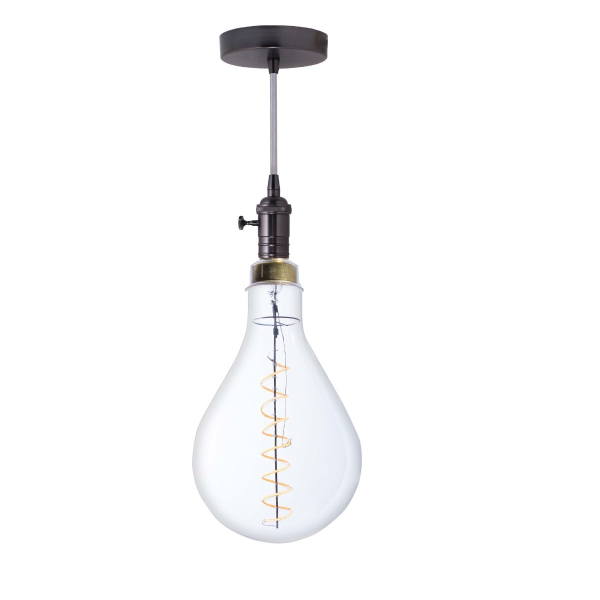 Bulbrite 776300 LED4PS52/22K/FIL/PEND/HW/VINTAGE/GM-SILV 4-Watt LED PS52 Pear Shaped Grand Filament Decorative Gunmetal Black Pendant Light 2200K