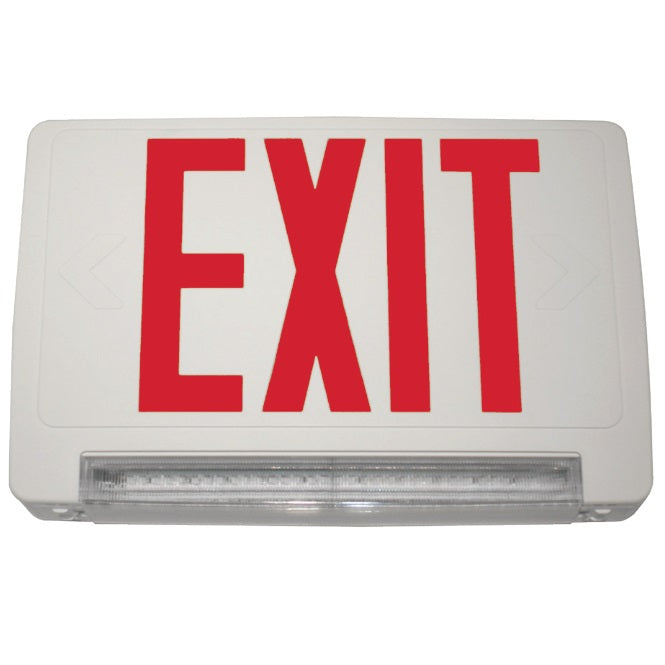Barron Lighting CLED-U-WH 1.5 Watt LED Light Bar Double Face Red Exit Sign Combo Unit with NiCad Battery