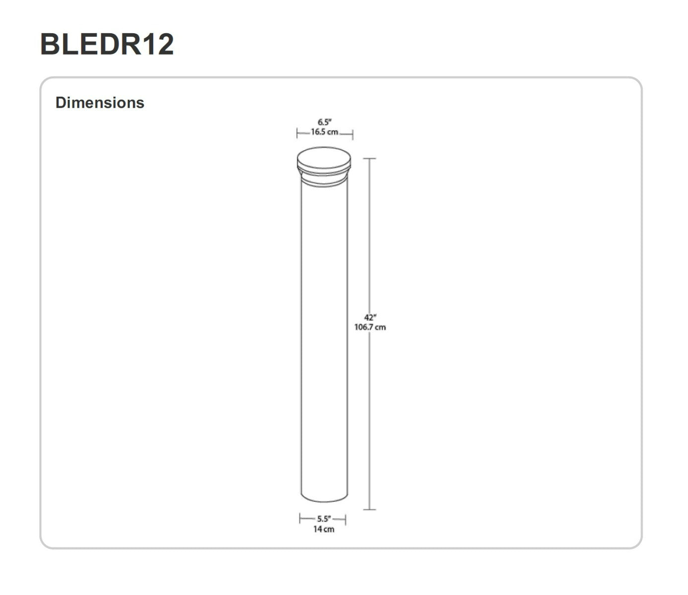 Dimensions RAB Lighting BLEDR12 12 Watt LED Round Bollard Landscape Light Fixture