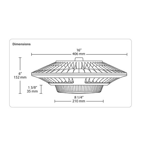 Dimensions RAB Lighting GPLED26 26 Watt LED Garage Light Fixture Pendant Mount with Prismatic Lens