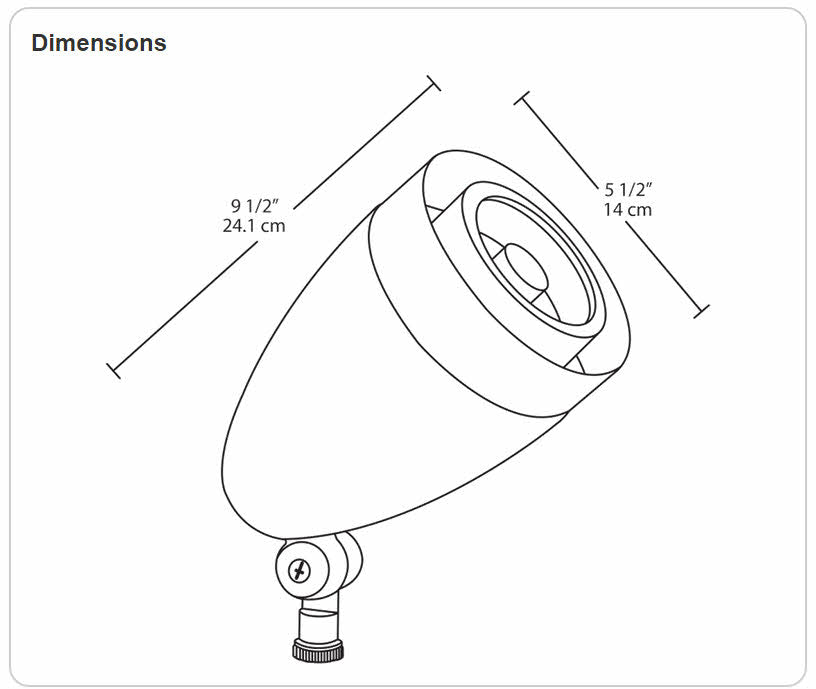 Dimensions RAB Lighting HSLED13DC 13 Watts Solar LED Bullet Floodlight Fixture Hood & Lens 5100K 10-30VDC