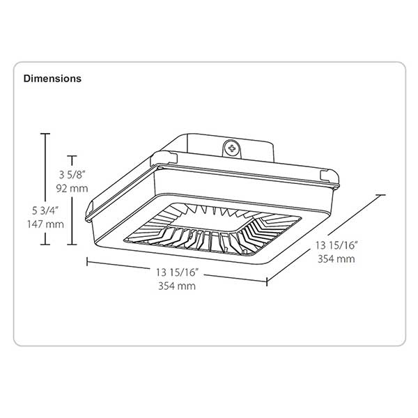 Dimensions RAB Lighting PRT30 30 Watt LED Garage Light Fixture with Vandal Resistant Polycarbonate Lens