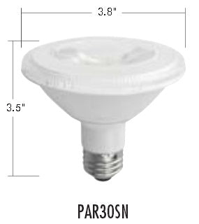 Dimensions TCP Lighting LED12P30SD41KFL 12 Watt 12W Par30 Short Neck Dimmable Flood Lamp 4100K