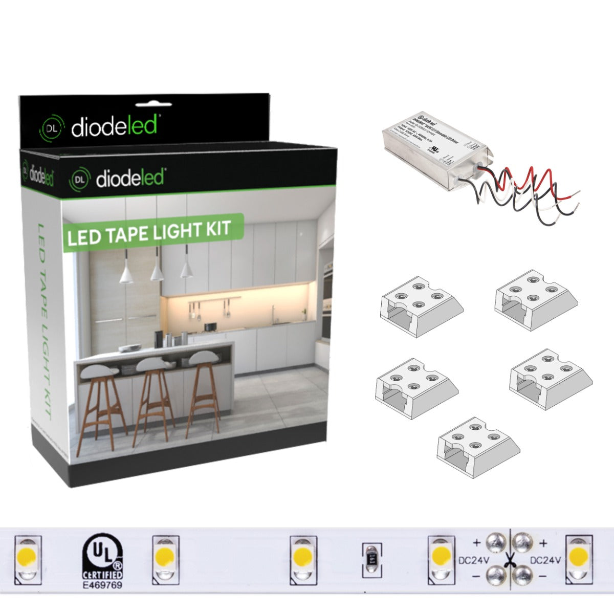 Diode LED 12V and 24V LED Standard-Pitch BLAZE Tape Light Kit