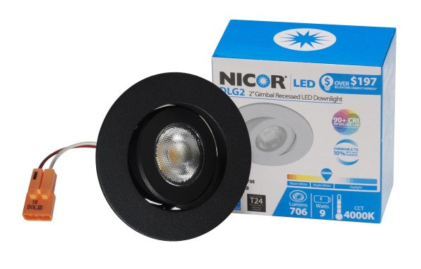 Nicor Lighting DLG2-10-120 Energy Star Rated 2-Inch Adjustable LED Gimbal Downlight Fixture Dimmable