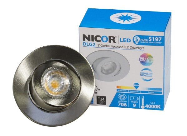 Nicor Lighting DLG2-10-120 Energy Star Rated 2-Inch Adjustable LED Gimbal Downlight Fixture Dimmable
