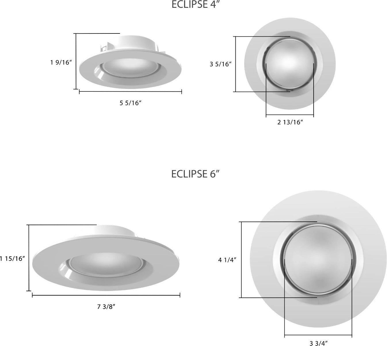 Dimensions RAB Lighting ECLPS Color Adjustable Recessed Downlight Retrofit with Nightlight Replaces 40W-60W Incandescent