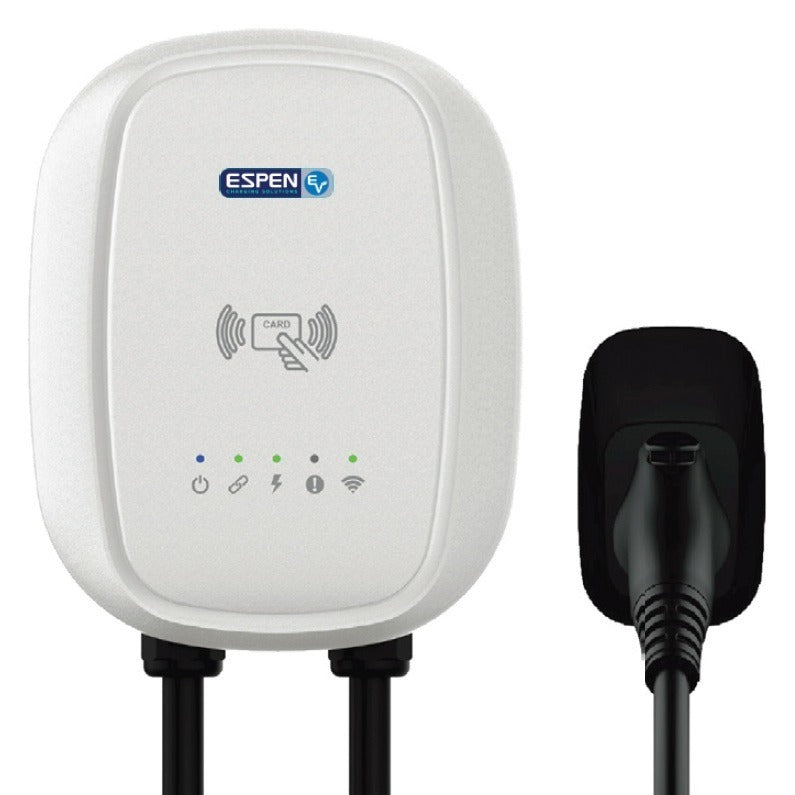 ESPEN Technology EVC/A48R/J18/EW – 48 Amp Level 2 Smart EV Charger with 18ft SAE J1772 Cable, WiFi/Ethernet/Bluetooth Connectivity, NEMA 4 Weatherproof Indoor/Outdoor