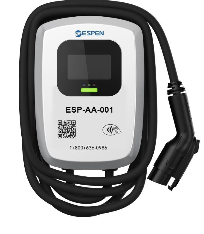 ESPEN Technology EVC Level 2 Series ISO 15118 Power Selectable 5-Inch LCD Display EV Charger - Hook Included