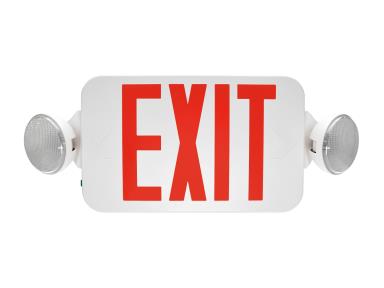 MaxLite EXC-RW Exit Sign and Frog Eye Emergency Combo Unit White Thermoplastic with Red Letters 12-Packs