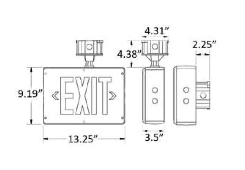 Dimensions Mule Lighting SVX-HZ-1 Hazardous Location Exit Sign AC Only with Single Face - Red or Green LEDs