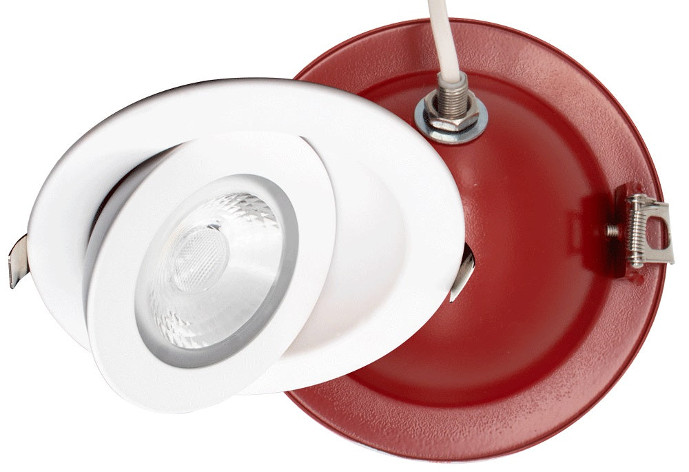 Lotus FR-LED-4-S9W-5CCT-FG 9 Watt 4-Inch 5 Color Selectable LED Round Fire Rated Ultra Floating Gimbal Recessed Downlight Fixture Dimmable Replaces 75W Halogen