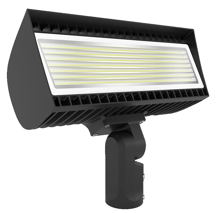 RAB Lighting FXLEDMSF DLC Premium FXLED Series Multi-Watt Field Adjustable Medium Floodlight with Slipfitter Mount Dimmable 1000W MH Equivalent