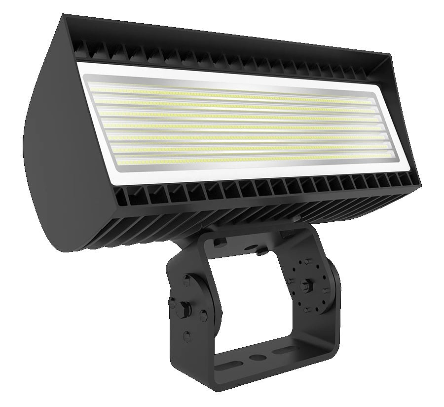 RAB Lighting FXLEDMT DLC Premium FXLED Series Multi-Watt Field Adjustable Medium Floodlight with Trunnion Mount Dimmable 1000W MH Equivalent