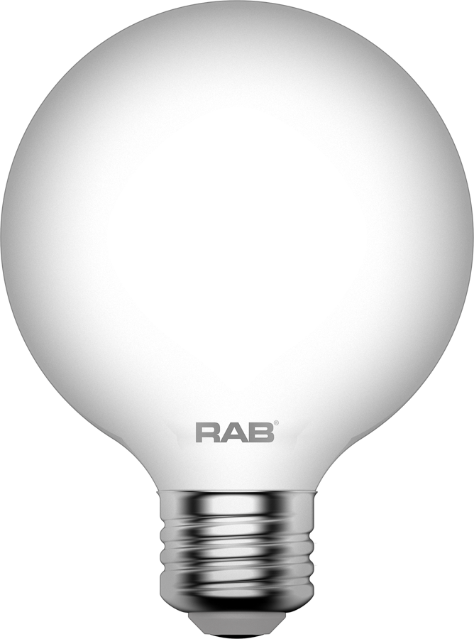 RAB Lighting G25-3-E26 Energy Star Rated 4 Watt LED G25 Filament Lamp Dimmable Replaces 40W Incandescent