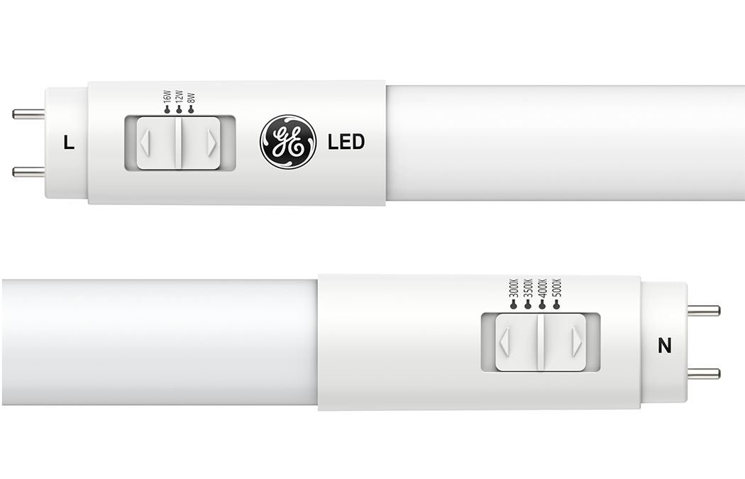 GE 93313525 LEDLCBDT8/G4/8SCXL/120-347 4-Foot Type B T8 LED Tube – Double-Ended, Selectable 10/13/16W & 3000K–5000K
