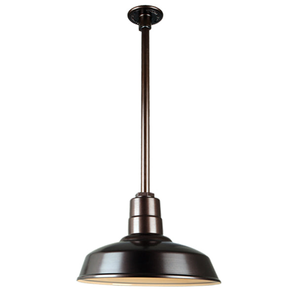 Hi-Lite H-QSN151 Series Classic Warehouse Shade Stem Mounted Pendant Fixture - Black