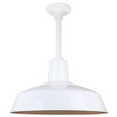 Hi-Lite H-QSN151 Series Classic Warehouse Shade Stem Mounted Pendant Fixture - White